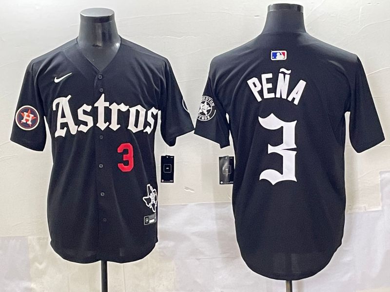 Men 2025 Houston Astros 3 Pena Black Five generations Joint Name Nike MLB Jersey style 3
